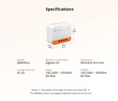 SONOFF ZBMINI Extreme Zigbee Smart Switch ZBMINIL2 (No Neutral Required)